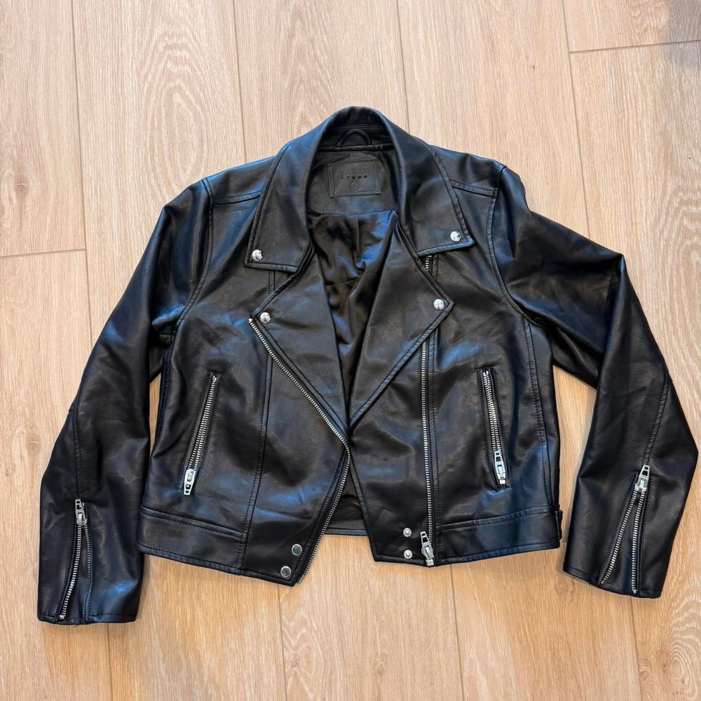 BLANKNYC Black Vegan Faux Leather Moto Motorcycle Jacket
